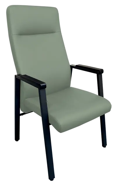 SENIOR STANDARD, seniorské konferenční křeslo, kostra černá, koženka šedo-zelinkavá